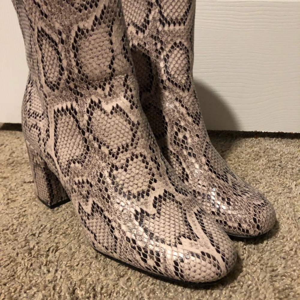 Snake skin ankle boots